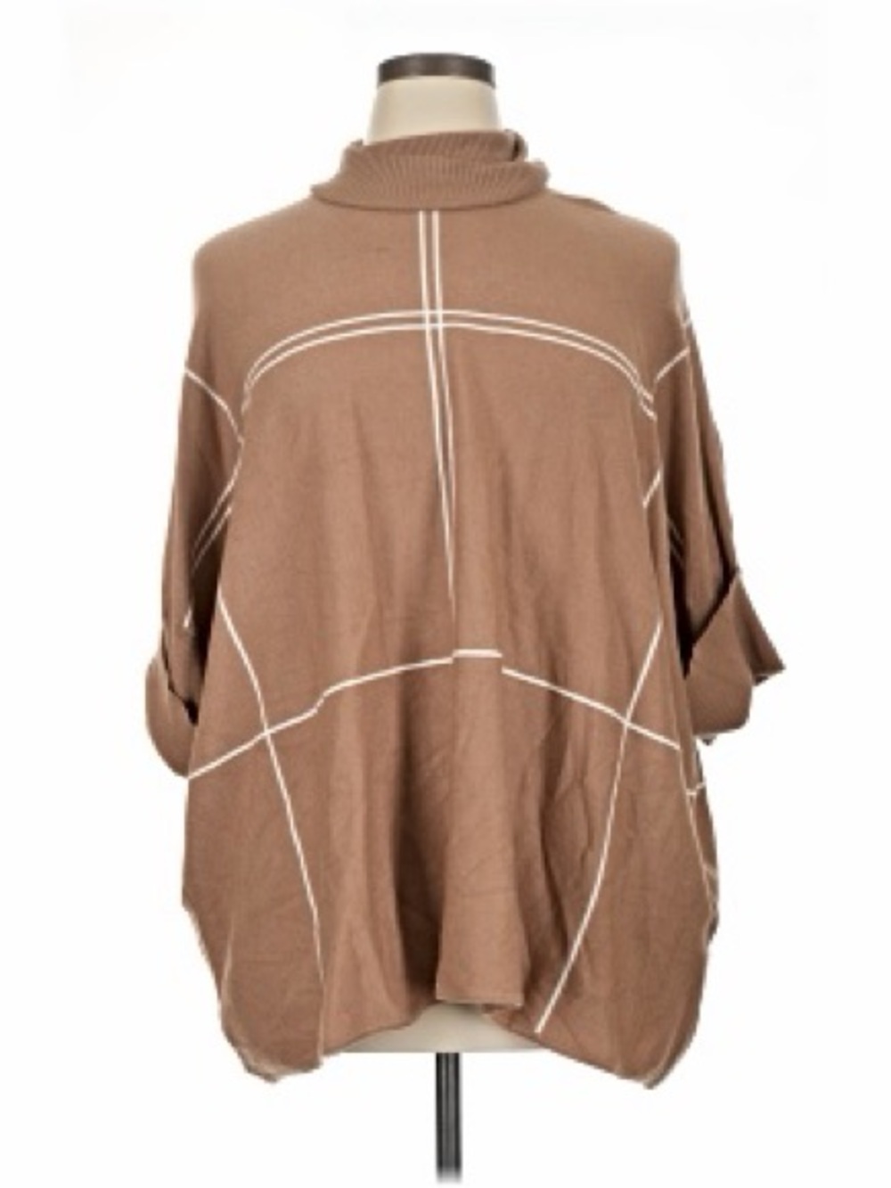 Alfani Taupe Grid Turtleneck Sweater